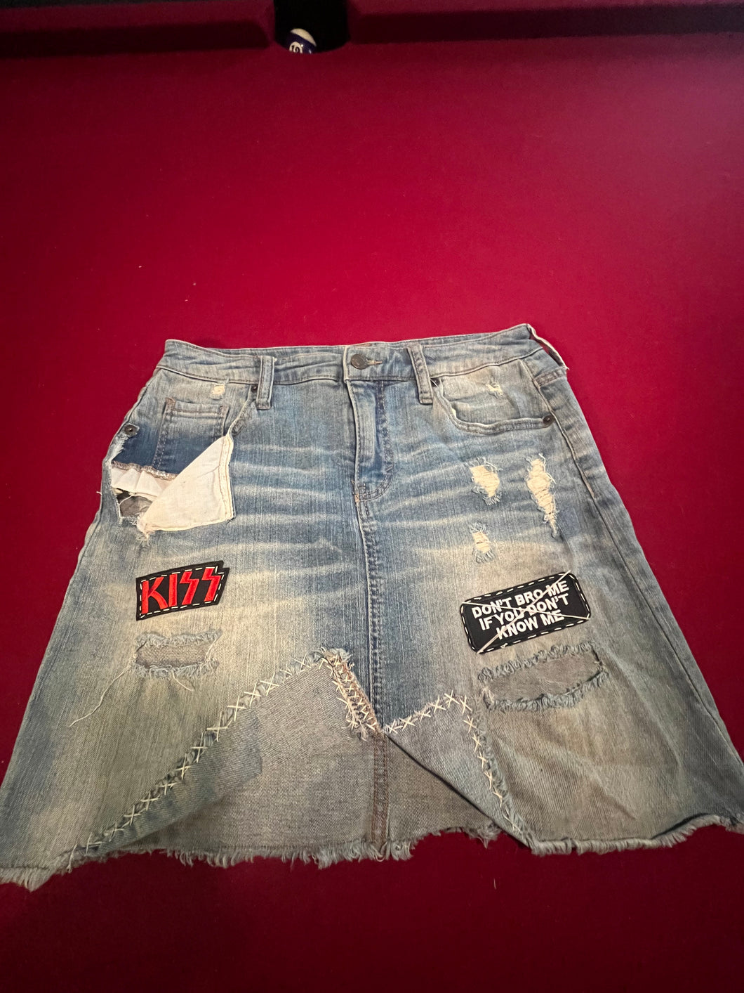 Recycled Jean Skirt, size 10/30, #17r