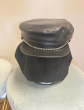 Load image into Gallery viewer, Black Faux Leather Cap, size OSFM #199
