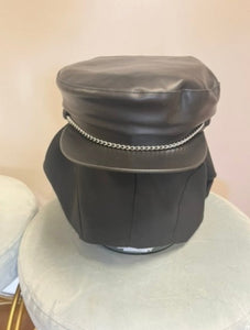 Black Faux Leather Cap, size OSFM #199