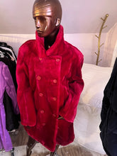 Load image into Gallery viewer, Blood Red Furry Coat, size L  #365
