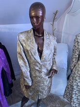 Load image into Gallery viewer, METALLIC GOLD LONG BLAZER, size 16. #1718
