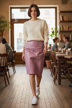 Load image into Gallery viewer, VINTAGE PURPLE LEATHER SKIRT, size 4  #1524
