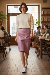 VINTAGE PURPLE LEATHER SKIRT, size 4  #1524