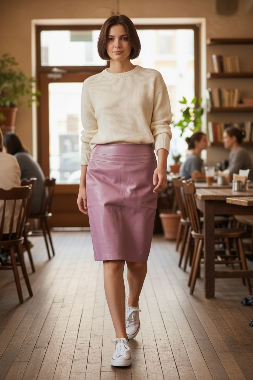 VINTAGE PURPLE LEATHER SKIRT, size 4  #1524