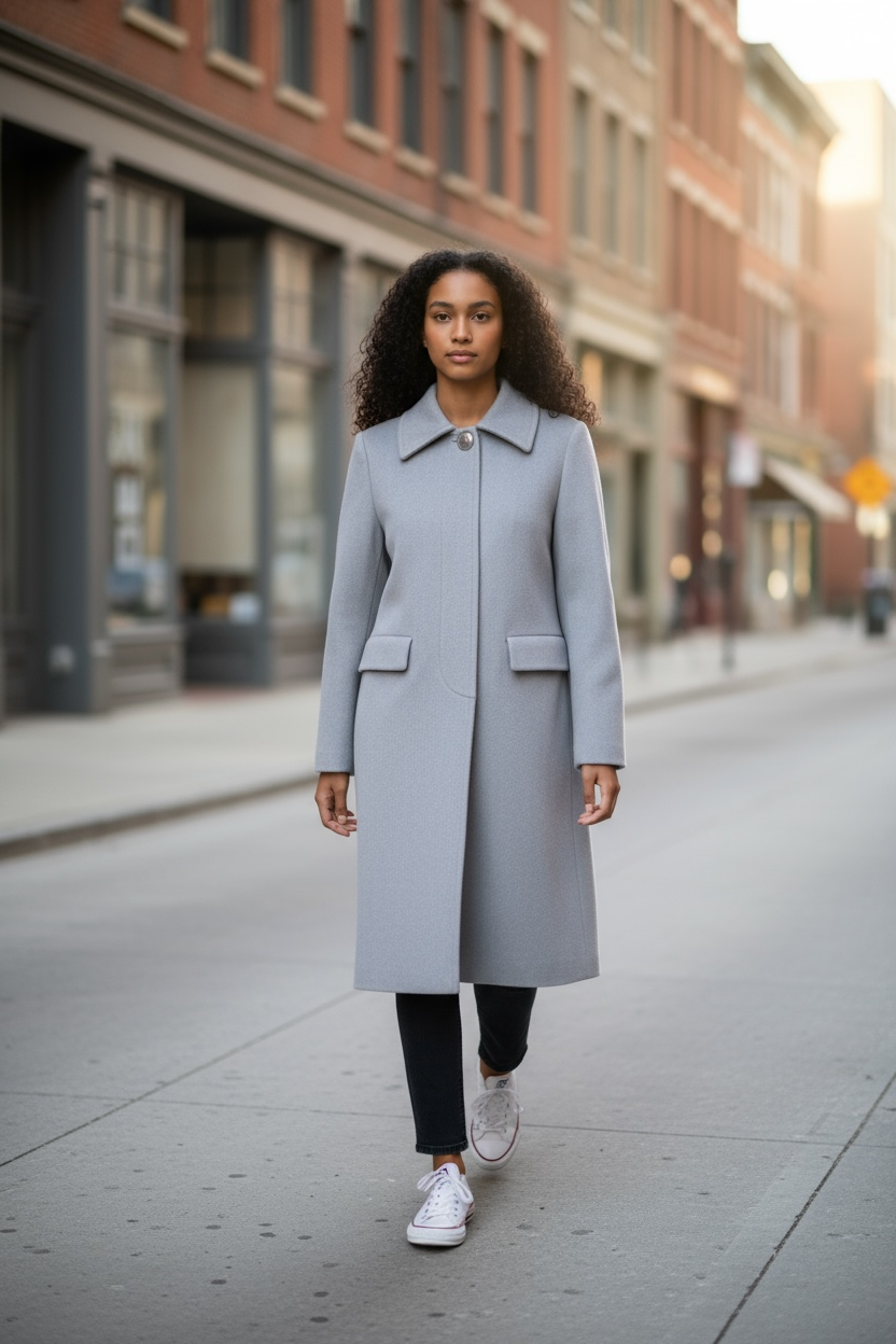UNISEX VINTAGE WOOL TRENCH,size M. #1744