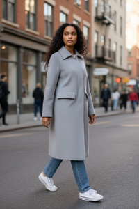 UNISEX VINTAGE WOOL TRENCH,size M. #1744