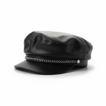 Load image into Gallery viewer, Black Faux Leather Cap, size OSFM #199

