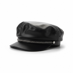 Black Faux Leather Cap, size OSFM #199