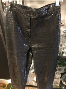 Black Crocodile Print Pants, Size 14 #188