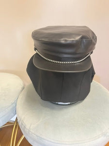 Black Leather Cap, size OSFM #199