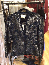 Load image into Gallery viewer, SEQUINS MIDNIGHT BLUE BLAZER, size S  #3064

