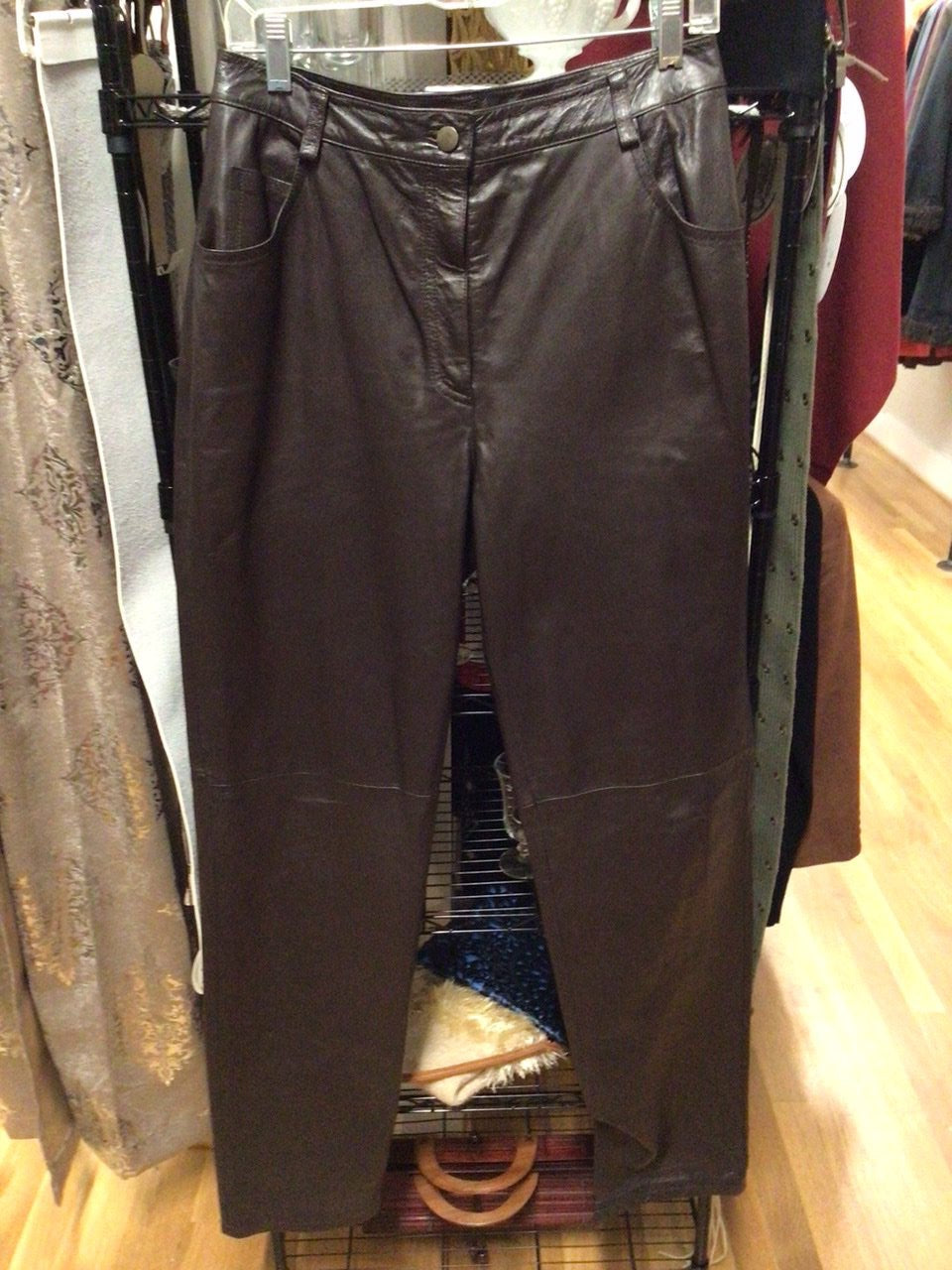 COCO BROWN GENUINE LEATHER PANTS, size 10L  #1151