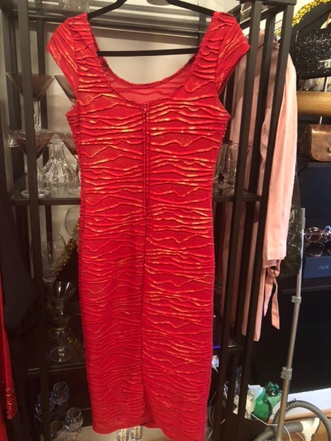 RED BODYCON DRESS, size 8/10  #3189