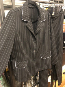 Black Pin Stripped Suit, Size 18  #346
