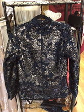 Load image into Gallery viewer, SEQUINS MIDNIGHT BLUE BLAZER, size S  #3064
