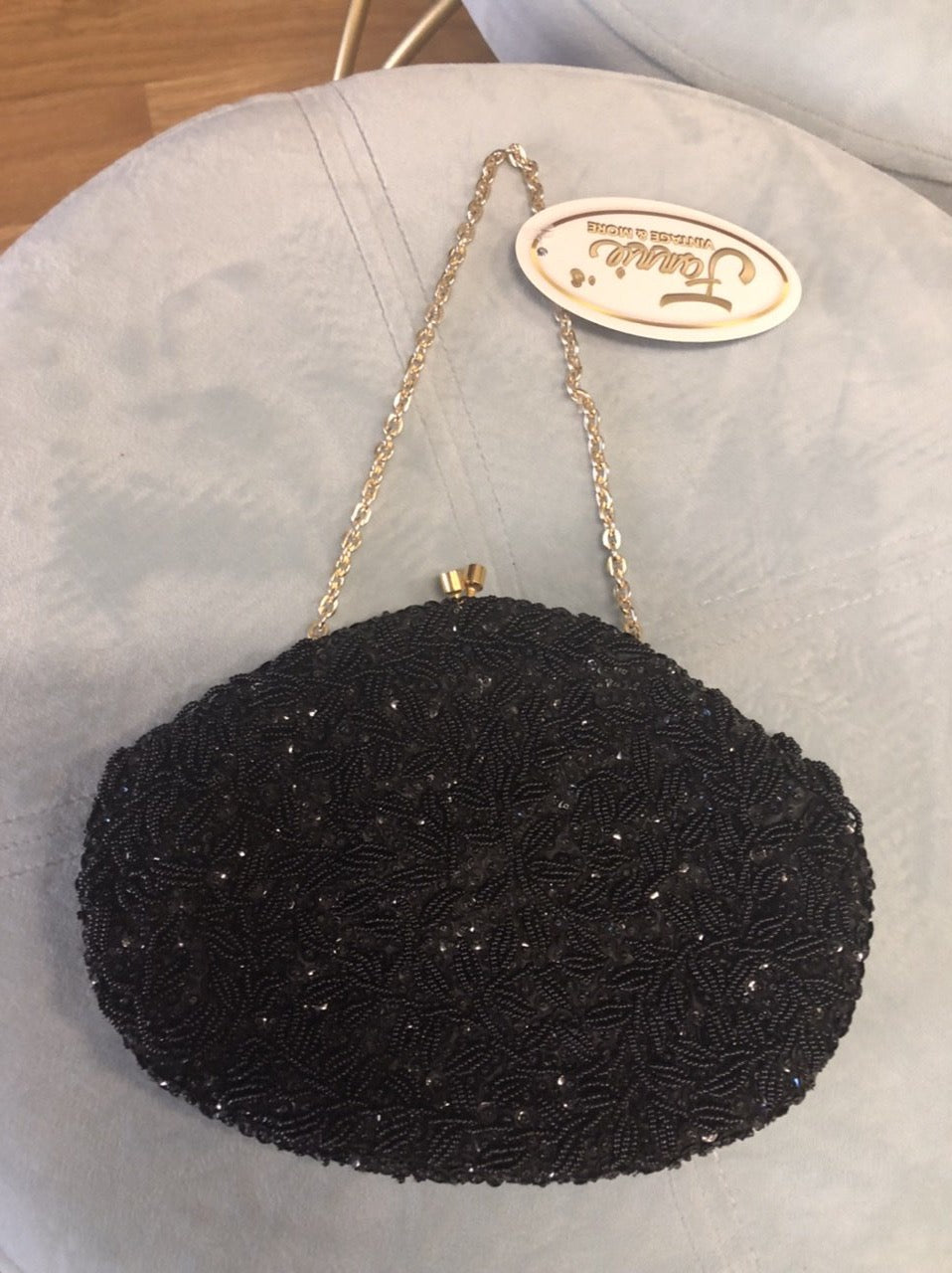 Black beaded evening bag #185