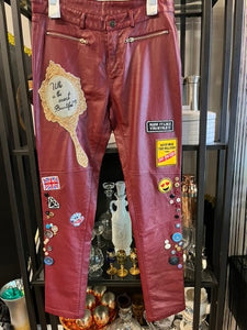 Cranberry Faux Leather Pants, Size 10  #1490