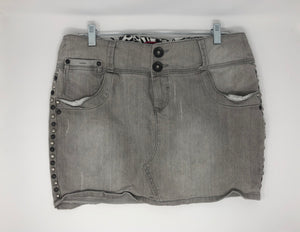 Gray Denim Mini Skirt, size 14. #893